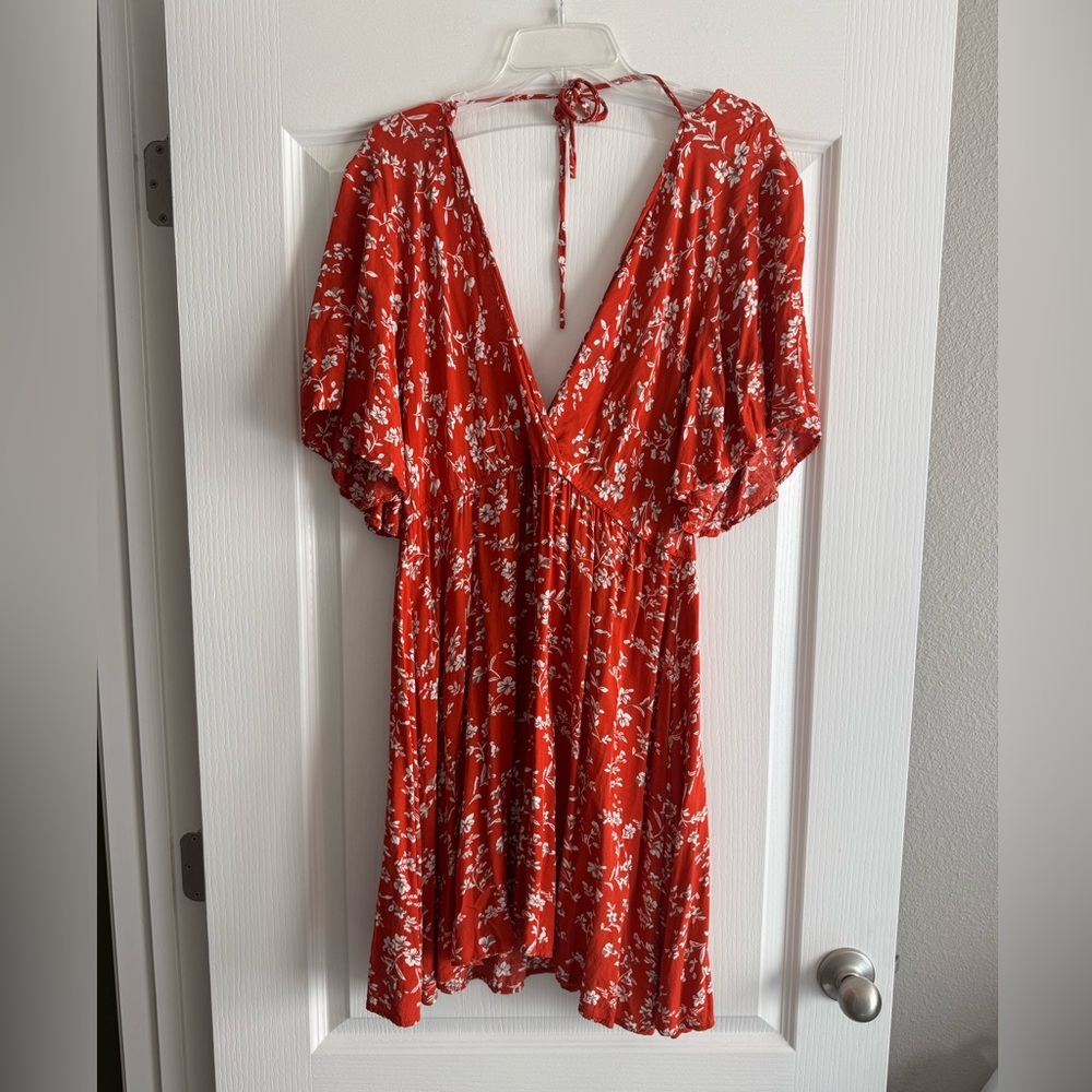 Rust, orange Floral V-Neck Dress size 2X